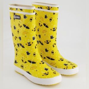 Aigle Lollipop Yellow Rainy Day Umbrella Print Rainboot